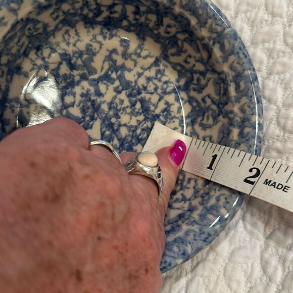 Henn Pottery Lugged Bowl Blue Spongewear Soup Dip Appetizer - Picture 4 of 6